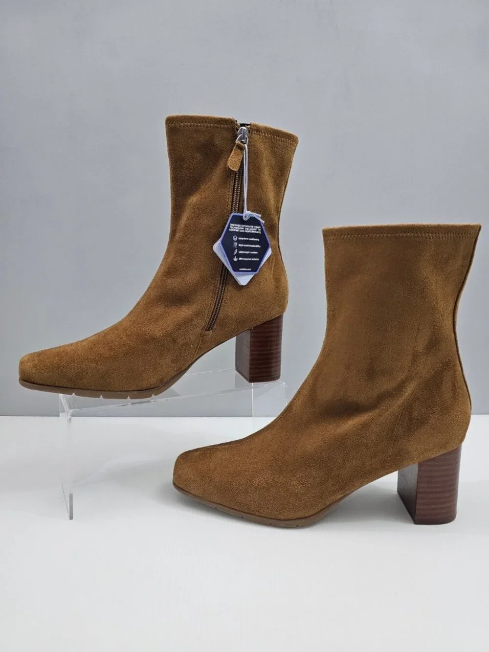 Aerosoles Miley Dress Ankle Boot Womens 10 Camel Brown Stretch Block Heel NEW